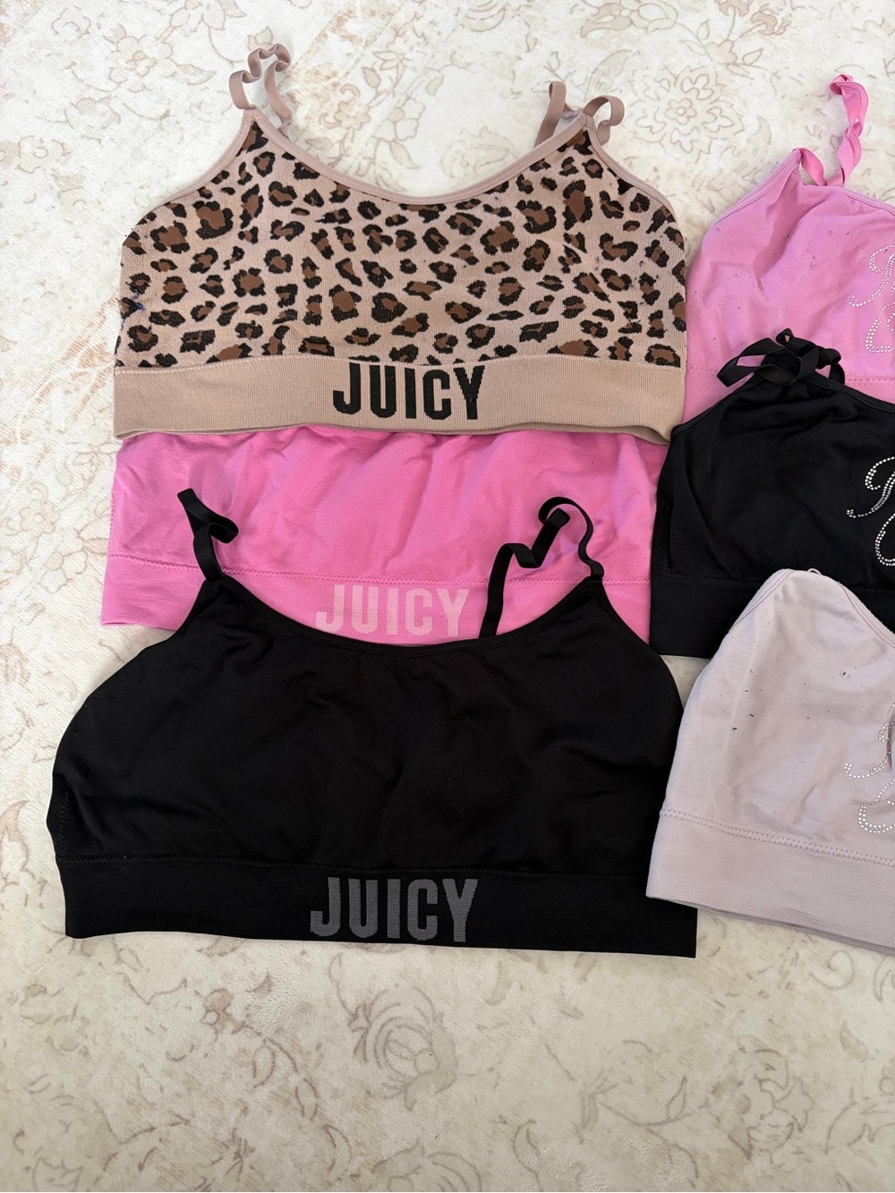 Juicy Couture Pink, Black & Leopard 6 piece Bralette Collection - Picture 3 of 5